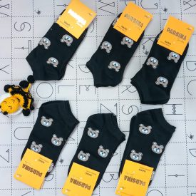 جوراب زنانه مچی زنانه طرح خرسی مشکی جینی عمده