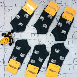 جوراب زنانه مچی زنانه طرح خرسی مشکی جینی عمده