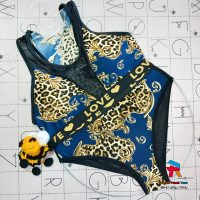 ست نیم تنه و شورت زنانه پلنگی زمینه آبی طرح دار عمده کلی (بسته ۶ عددی)