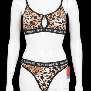 ست نخی زنانه کش پهن پلنگی(بسته 12 عددی)(30408)